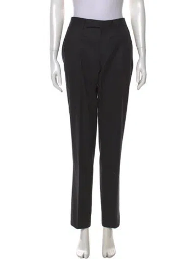 Pre-owned Lanvin Wool Straight Leg Pants In Black