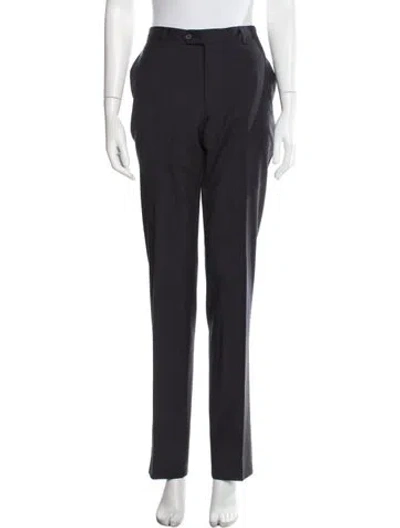 Pre-owned Lanvin Wool Straight Leg Pants In Black