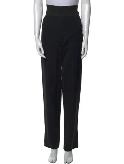 Pre-owned Lanvin Wool Straight Leg Pants In Black