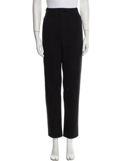 Pre-owned Lanvin Wool Straight Leg Pants In Black