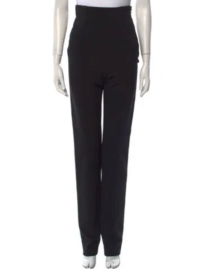 Pre-owned Lanvin Wool Straight Leg Pants In Black