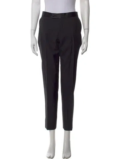 Pre-owned Lanvin Wool Straight Leg Pants In Black