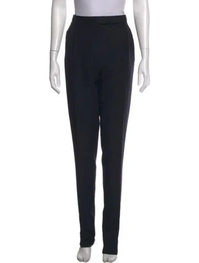 Pre-owned Lanvin Wool Straight Leg Pants In Black