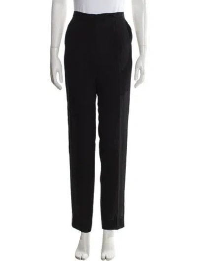 Pre-owned Lanvin Wool Straight Leg Pants In Black