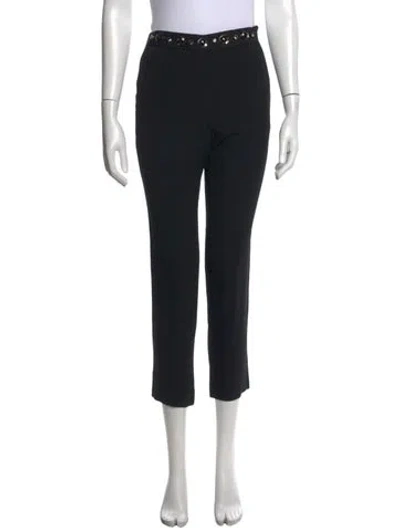 Pre-owned Lanvin Wool Straight Leg Pants In Black