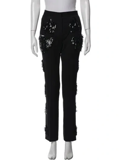 Pre-owned Lanvin Wool Straight Leg Pants In Black