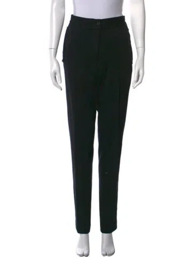 Pre-owned Lanvin Wool Straight Leg Pants In Black