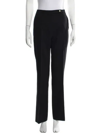 Pre-owned Lanvin Wool Straight Leg Pants In Black