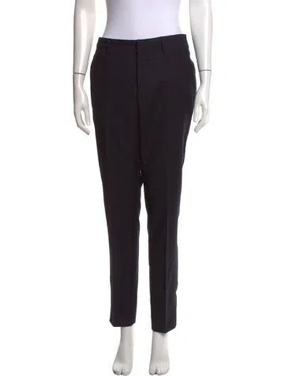 Pre-owned Lanvin Wool Straight Leg Pants In Black