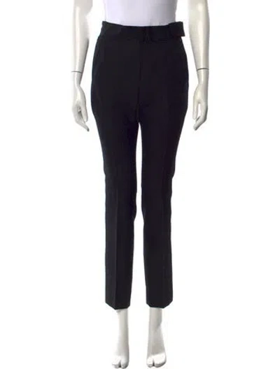 Pre-owned Lanvin Wool Straight Leg Pants In Black