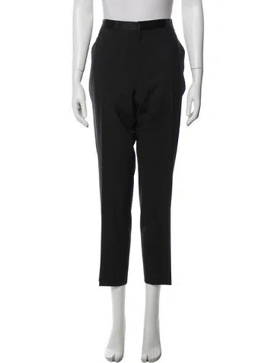 Pre-owned Lanvin Wool Straight Leg Pants In Black