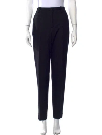 Pre-owned Lanvin Wool Straight Leg Pants In Black