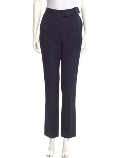 Pre-owned Lanvin Wool Straight Leg Pants In Blue