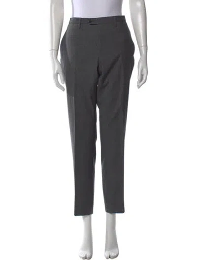 Pre-owned Lanvin Wool Straight Leg Pants In Gray