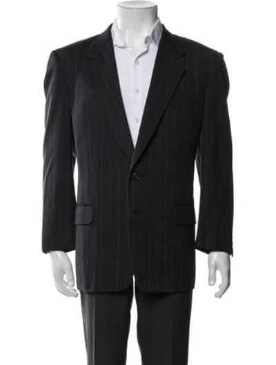 Pre-owned Lanvin Wool Striped Blazer In Blue