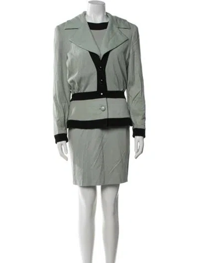 Pre-owned Lanvin Wool Striped Dress Set In Green