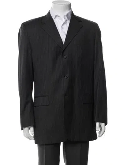 Pre-owned Lanvin Wool Striped Two-piece Blazer In Grey