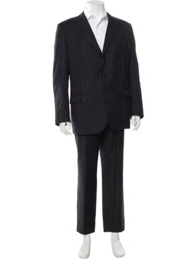 Pre-owned Lanvin Wool Striped Two-piece Suit In Black
