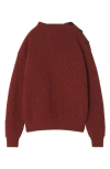 Lanvin Buttoned-shoulder Diamond-pattern Sweater In Red