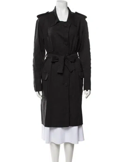 Pre-owned Lanvin Wool Trench Coat In Black