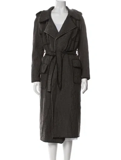Pre-owned Lanvin Wool Trench Coat In Gray
