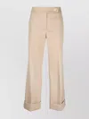 Lanvin Wool Trousers With Cropped Wide Leg In Neutral