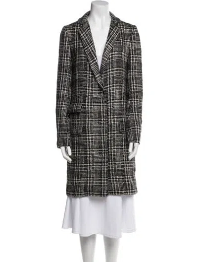 Pre-owned Lanvin Wool Tweed Pattern Coat In Black