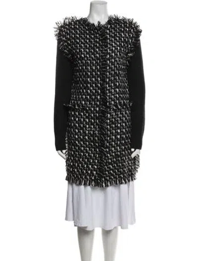 Pre-owned Lanvin Wool Tweed Pattern Coat In Black