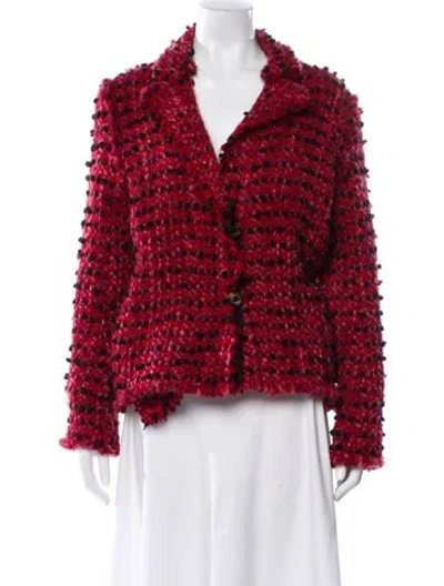 Pre-owned Lanvin Wool Tweed Pattern Evening Jacket In Red