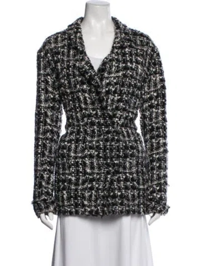 Pre-owned Lanvin Wool Tweed Pattern Jacket In Black/grey