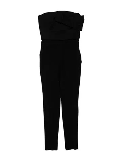 Pre-owned Lanvin Wool V-neck Jumpsuit In Black