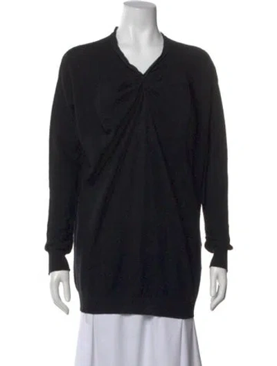 Pre-owned Lanvin Wool V-neck Sweater In Black