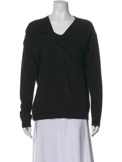 Pre-owned Lanvin Wool V-neck Sweater In Black
