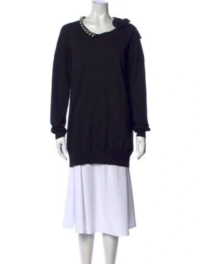 Pre-owned Lanvin Wool V-neck Sweater In Black