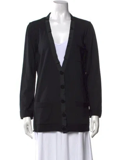Pre-owned Lanvin Wool V-neck Sweater In Black