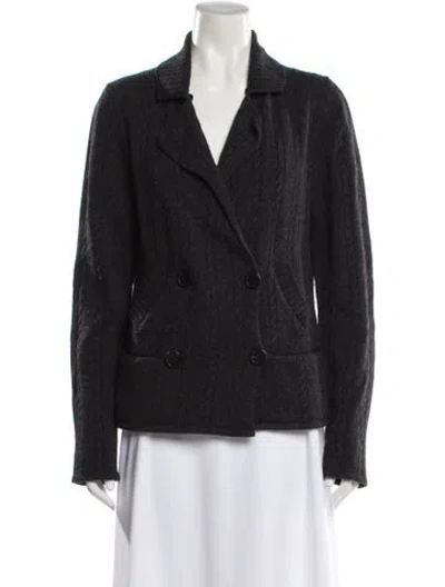 Pre-owned Lanvin Wool V-neck Sweater In Gray