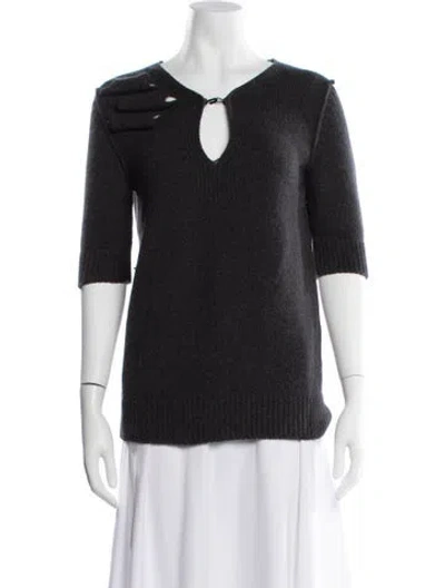 Pre-owned Lanvin Wool V-neck Sweater In Grey