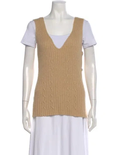 Pre-owned Lanvin Wool V-neck Sweater In Neutral