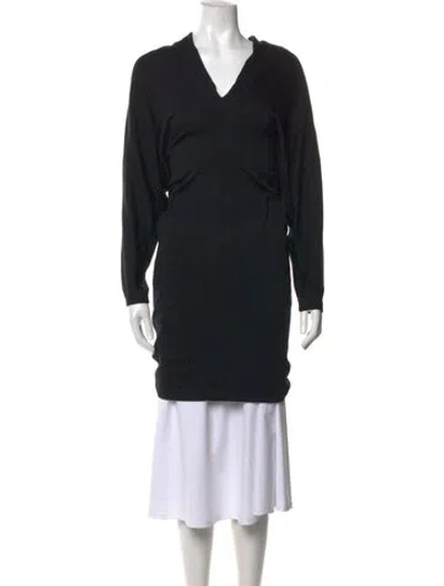 Pre-owned Lanvin Wool V-neck Tunic In Black