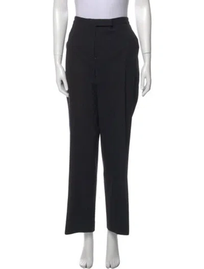 Pre-owned Lanvin Wool Wide Leg Pants In Black