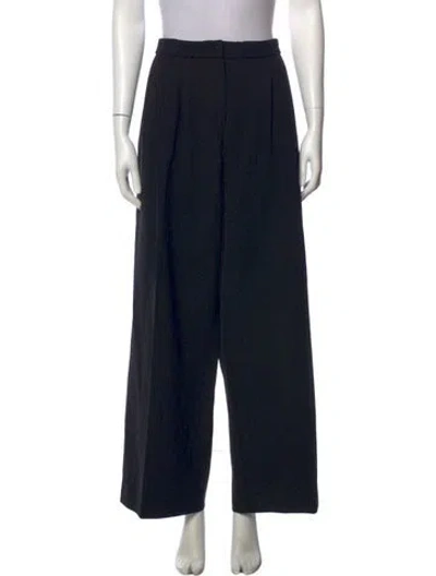 Pre-owned Lanvin Wool Wide Leg Pants In Black