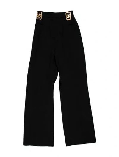 Pre-owned Lanvin Wool Wide Leg Pants In Black