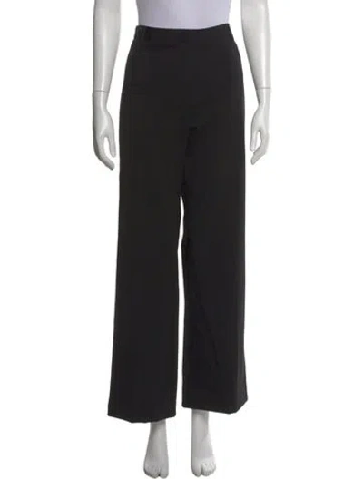 Pre-owned Lanvin Wool Wide Leg Pants In Black