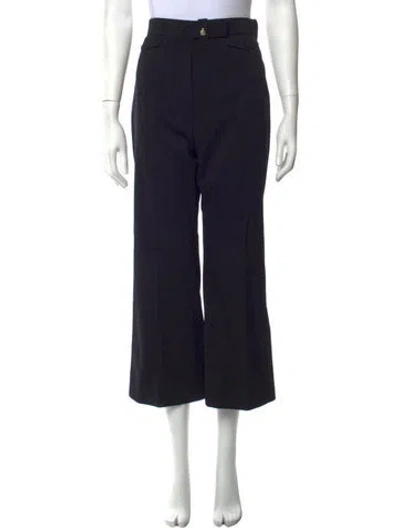 Pre-owned Lanvin Wool Wide Leg Pants In Black