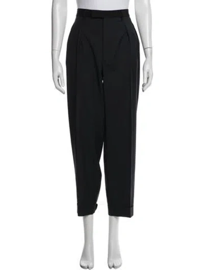Pre-owned Lanvin Wool Wide Leg Pants In Black/blue