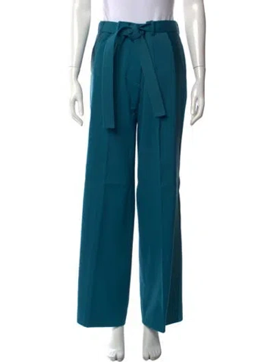 Pre-owned Lanvin Wool Wide Leg Pants In Blue
