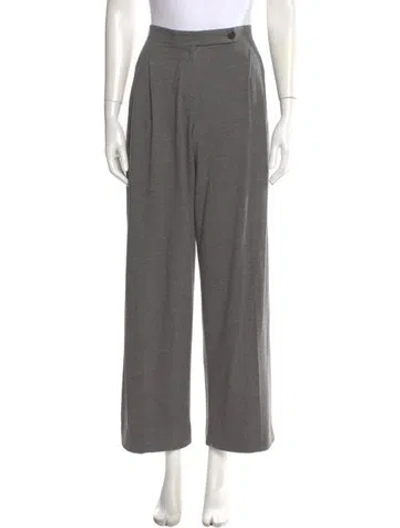 Pre-owned Lanvin Wool Wide Leg Pants In Gray