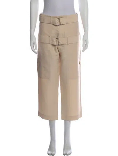 Pre-owned Lanvin Wool Wide Leg Pants In Neutral