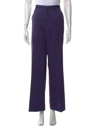 Pre-owned Lanvin Wool Wide Leg Pants In Purple