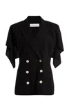 Lanvin Wool-blend Cape Jacket In Black